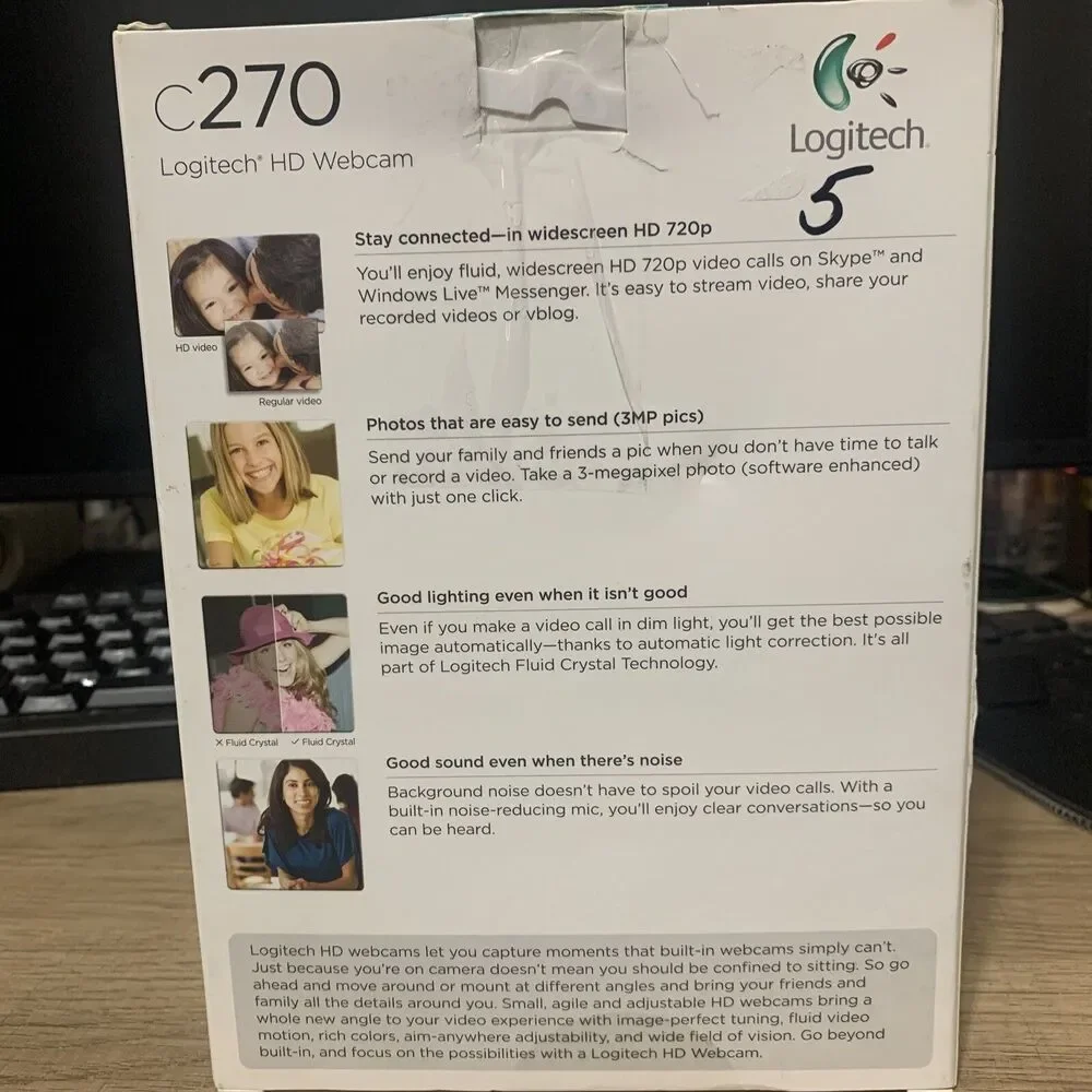 Logitech C270 Webcam HD 720p Widescreen for Video Calling and Recording NEW